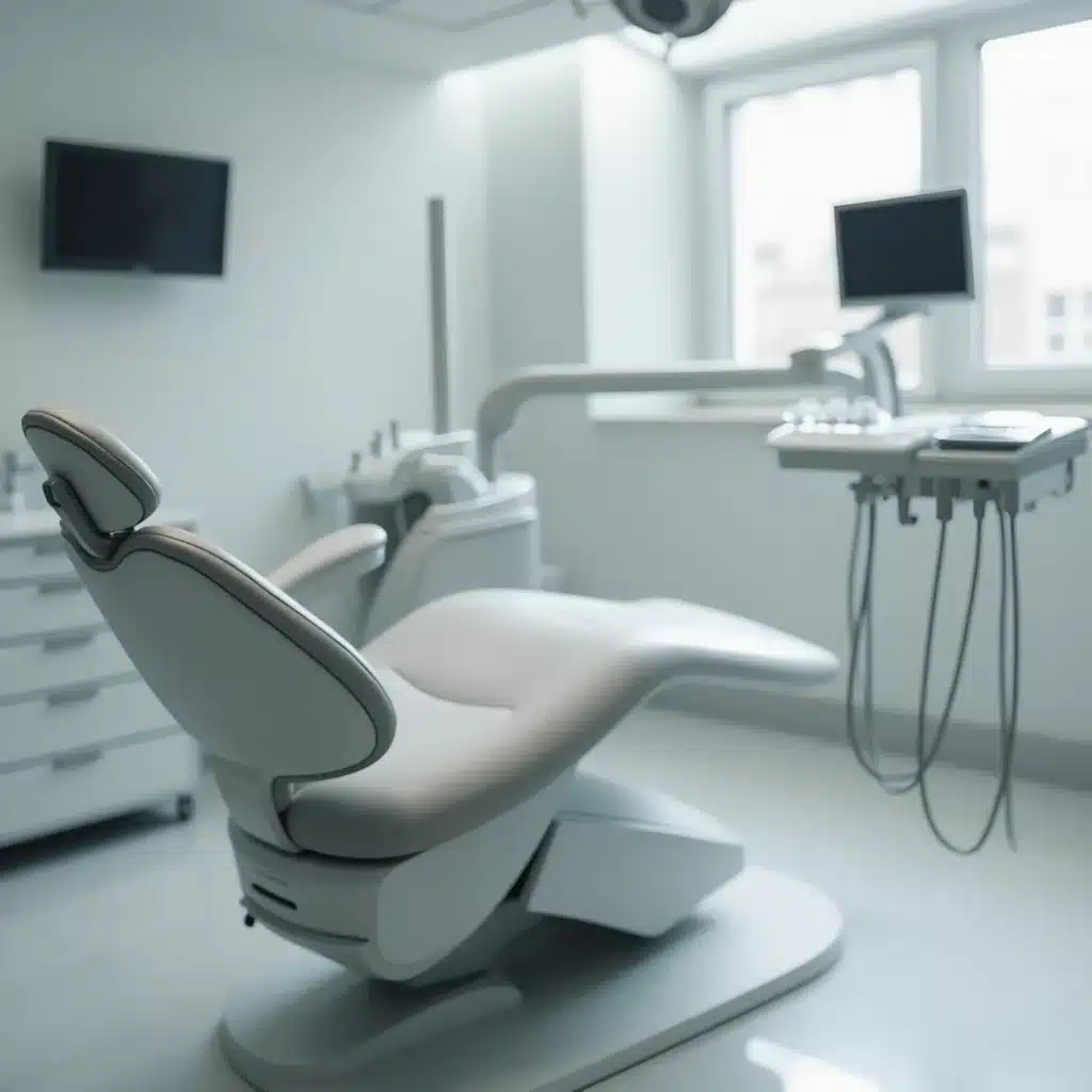 Un fauteuil médical moderne dans un cabinet vide, illustrant le transfert d’un cabinet médical lors d’un déménagement professionnel.

